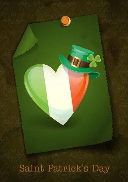 Irländska flaggan i form av ett hjärta. — Stock vektor