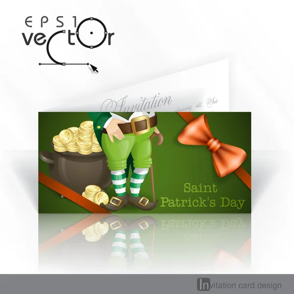 Día de San Patricio. Duende con olla de oro . — Vector de stock