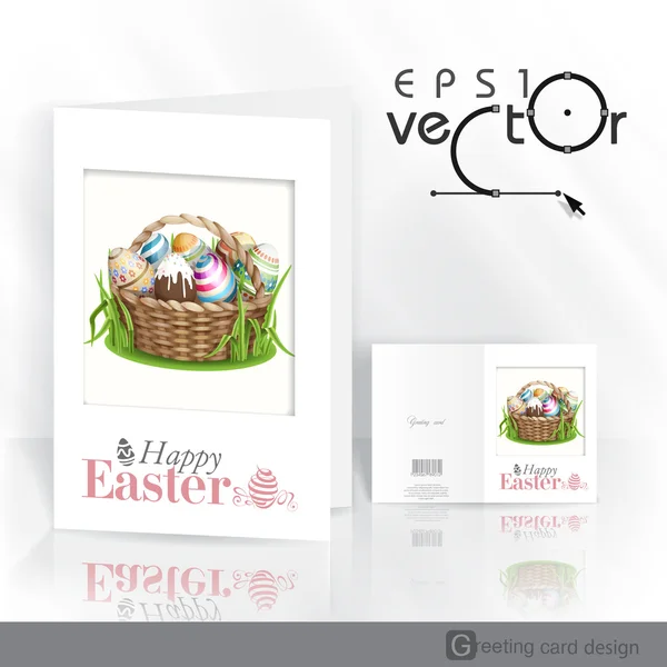 Easter Background With A Basket — Stock Vector