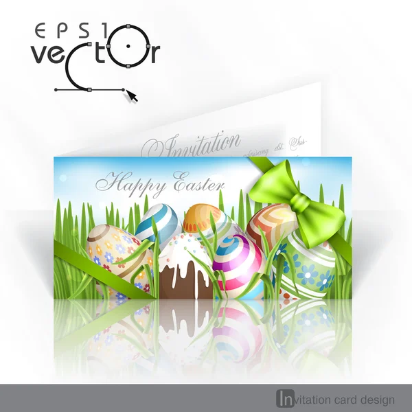 Fondo de Pascua con huevos en hierba . — Vector de stock