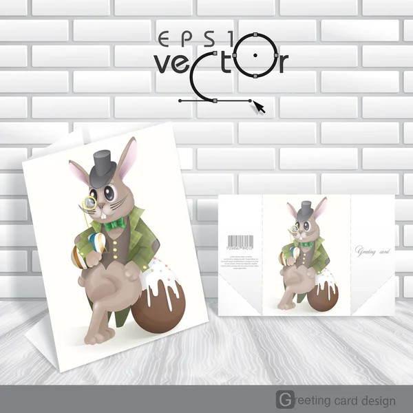 Conejo de Pascua con huevo de chocolate . — Vector de stock
