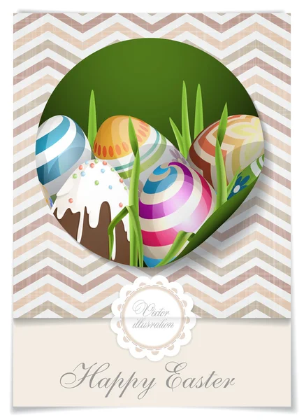 Fondo de Pascua con huevos en hierba . — Vector de stock