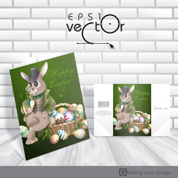 El conejo de Pascua con una cesta — Archivo Imágenes Vectoriales