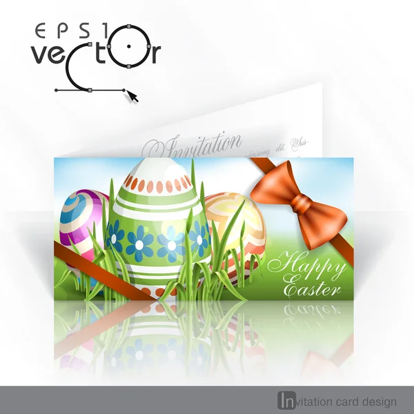 Easter Background With Eggs In Grass. — Stock Vector