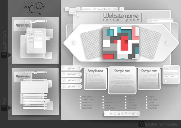 Plantilla de diseño del sitio web Menú Elementos — Archivo Imágenes Vectoriales