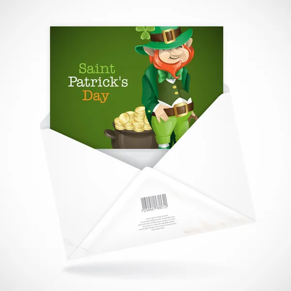 Saint Patrick. Lutin avec pot d'or . — Image vectorielle