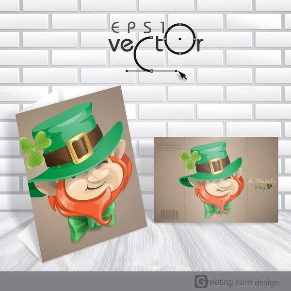 St Patrick's Day Leprechaun Face. — Stock Vector