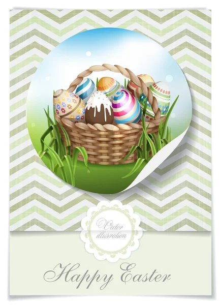 Fond de Pâques avec un panier — Image vectorielle
