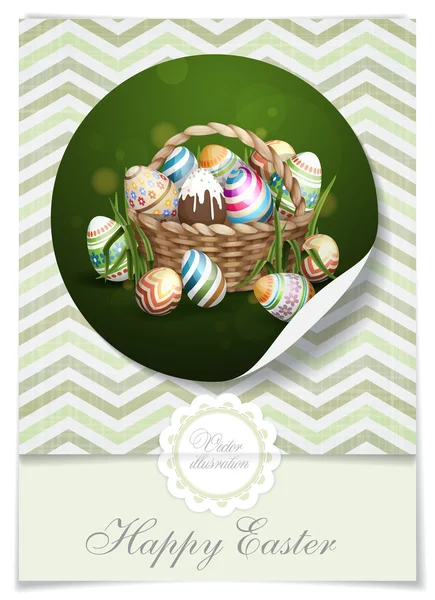 Fond de Pâques avec un panier — Image vectorielle