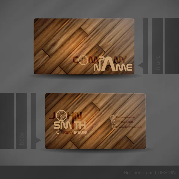 Business Card Design With Wood Texture. — Stock Vector