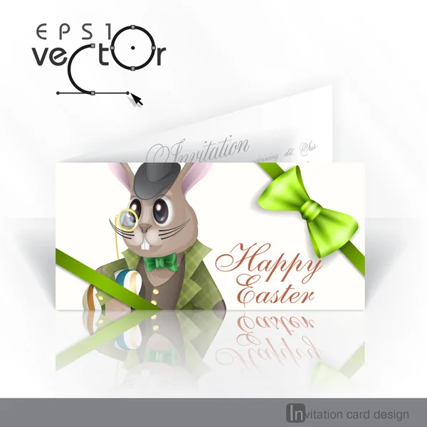 Conejo de Pascua con huevo de chocolate . — Vector de stock