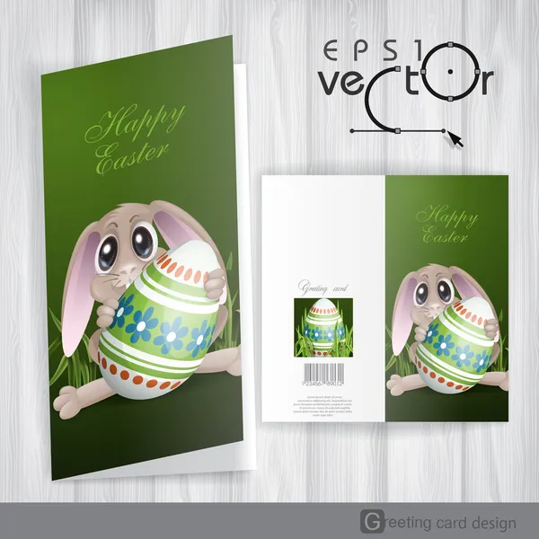 Conejo de Pascua con huevo colorido . — Archivo Imágenes Vectoriales