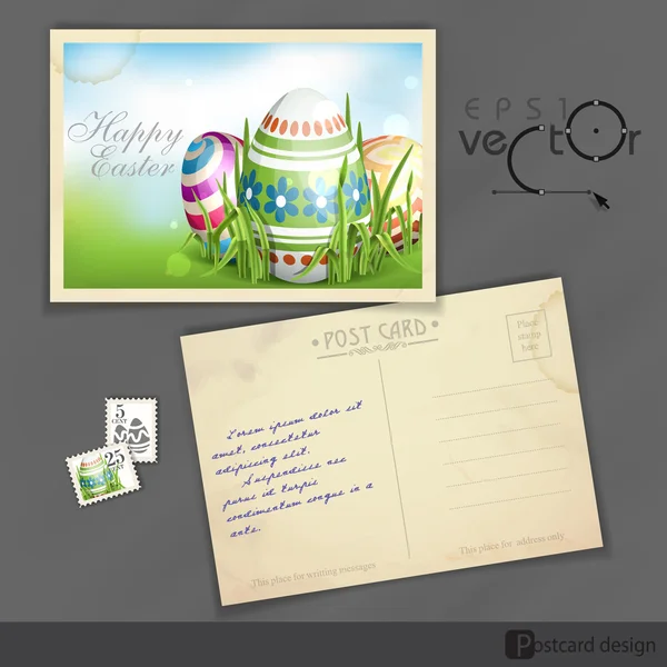 Easter Background With Eggs In Grass. — Stock Vector