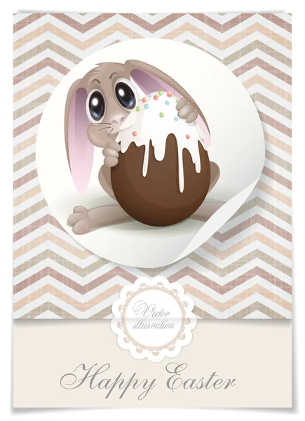 Lapin de Pâques avec oeuf en chocolat . — Image vectorielle