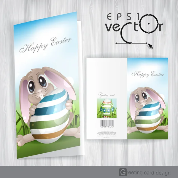 Easter Bunny With Colorful Egg. — Stock Vector