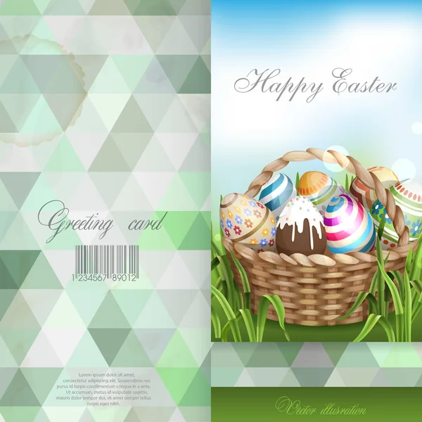 Easter Background With A Basket — Stock Vector