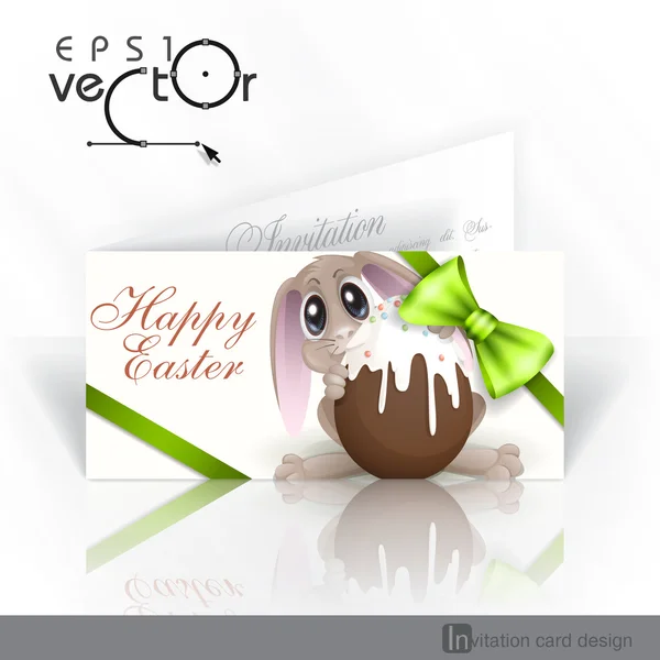 Lapin de Pâques avec oeuf en chocolat . — Image vectorielle