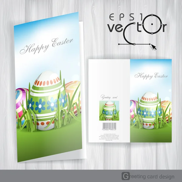 Easter Background With Eggs In Grass — Stock Vector