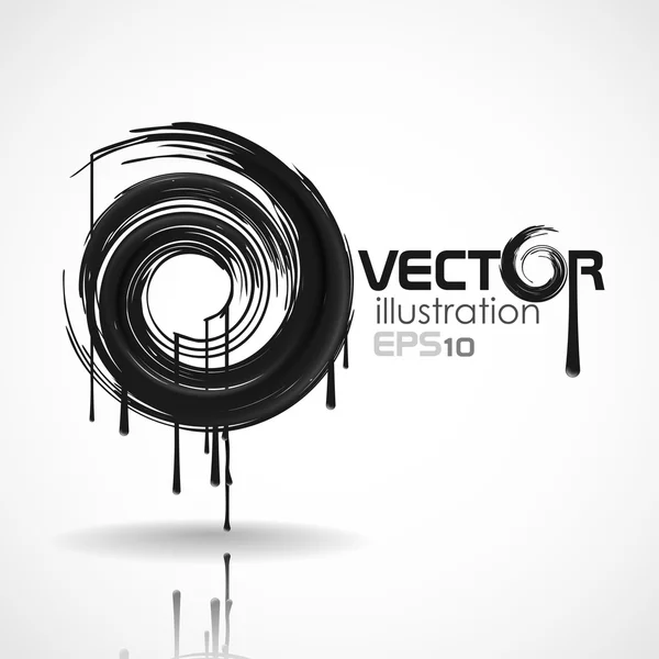 Pincelada de pincel negro en forma de círculo — Vector de stock