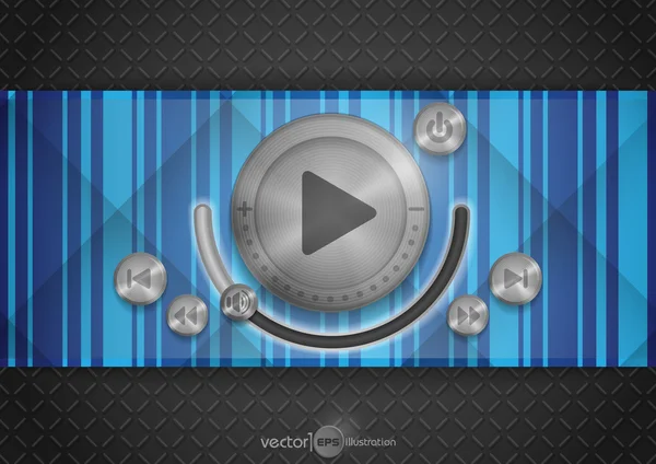 Icona astratta dell'app Tecnologia con pulsante Musica — Vettoriale Stock
