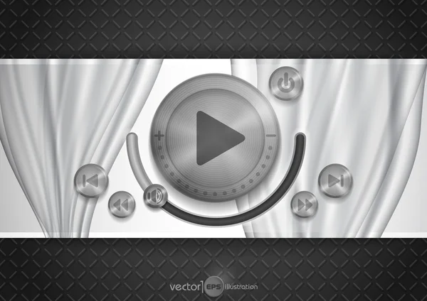 Icona astratta dell'app Tecnologia con pulsante Musica — Vettoriale Stock