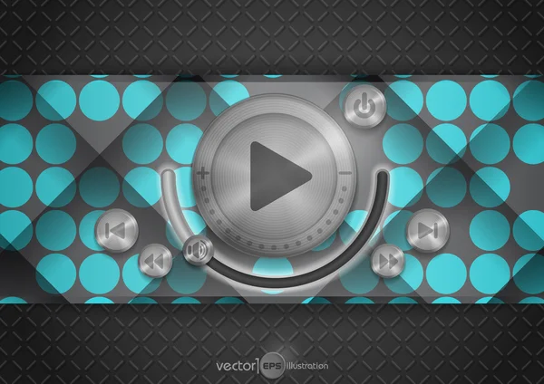 Abstract Technology App Icon With Music Button — Stock Vector
