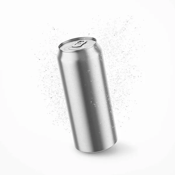 500ml metalliska dryckesburk med droppar Mockup — Stockfoto