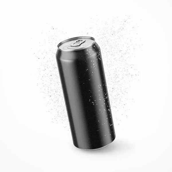500ml Black Drink Can with Drops Mockup — Stock Photo, Image