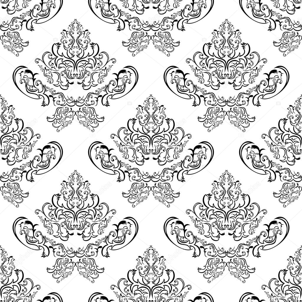 seamless damask pattern black template on white stock damask template