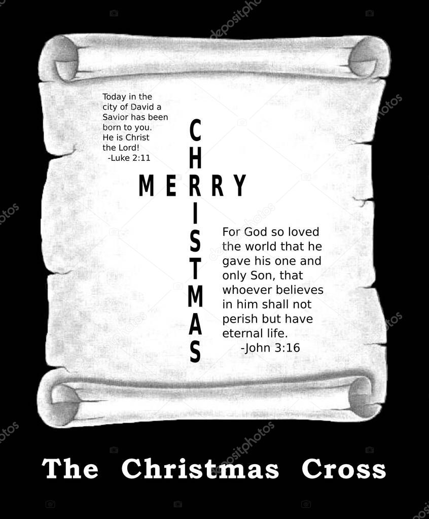 a christian merry christmas card with the true meaning of christmas that it foreshadows the cross of salvation