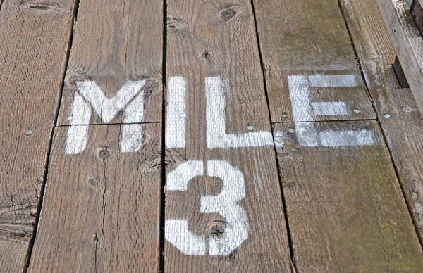 Mile 3 Painted on Boardwalk
