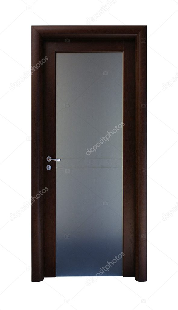 Wooden door with a metallic detail