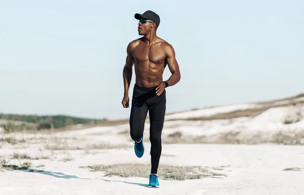 Pleine Longueur Homme Afro Américain Bonne Santé Homme Musclé Avec — Photo