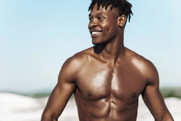 Afrika Kökenli Amerikalı Bir Adam Spor Sporu Motivasyon Sağlıklı Yaşam — Stok fotoğraf