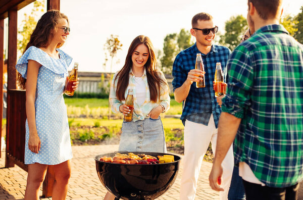 Friends Have Barbecue Party Outdoors Outdoor Recreation Group Friends Drink Stock Picture