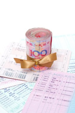 Money Renminbi and passbook clipart