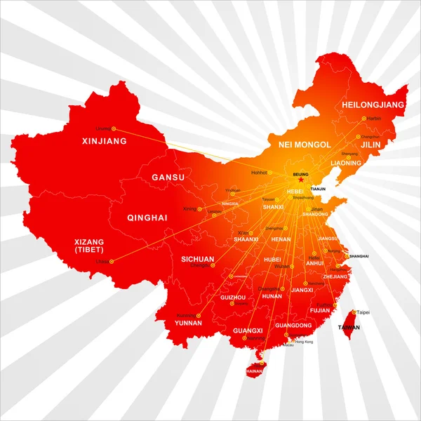 Vector China mapa — Vector de stock