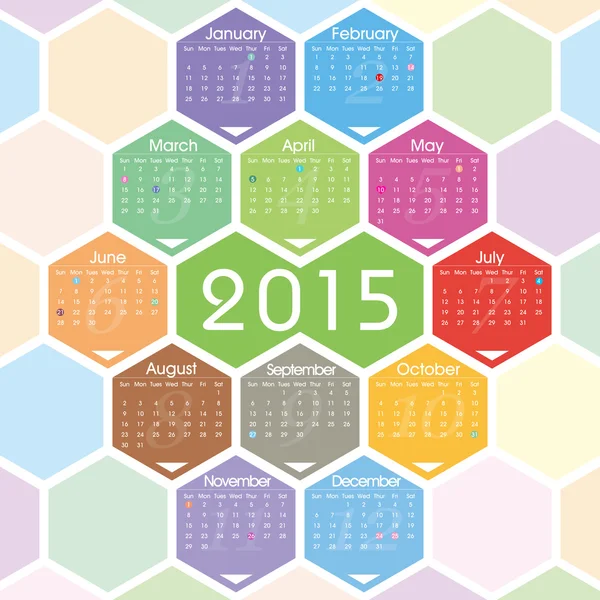 Vektor 2015 Kalender — Stockvektor