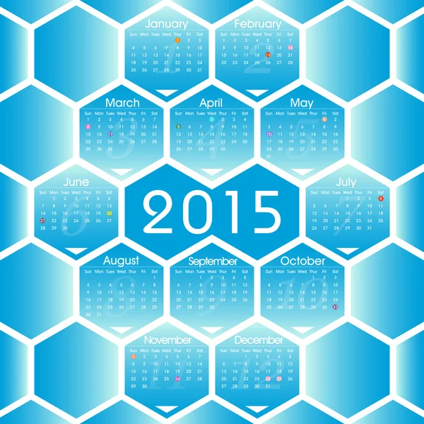 Vektor 2015 Kalender — Stockvektor