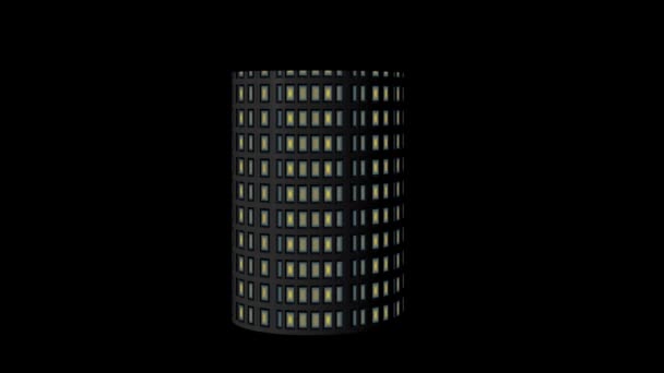 Abstract Building Floating Texture Black Background Rendering — Stock Video