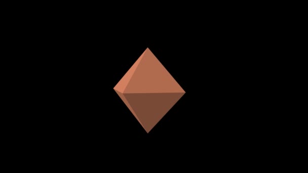 Oktaeder Figur Rotiert Auf Schwarzem Hintergrund Rendering — Stockvideo