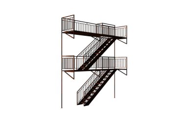 Siluet merdivenler 3d beyaz arkaplan