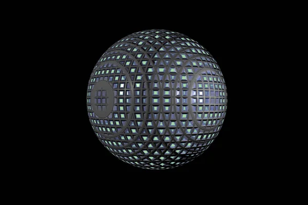 Abstract Figure Sphere Blocks Texture Rendering Black Background — Stock Photo, Image