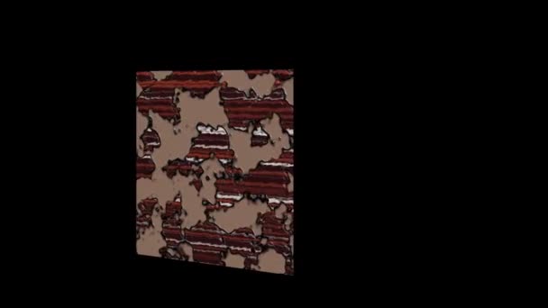 Cube Rotate Exposed Brick Texture Rendering — Stockvideo