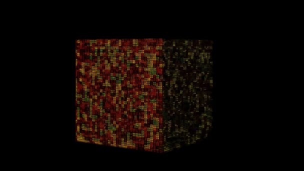 Cube Rotate Dark City Light Texture Rendering — ストック動画