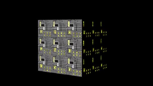 Cube Rotate Techno Texture Rendering — Vídeo de Stock