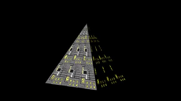 Piramide Vorm Tachno Textuur Rendering — Stockvideo