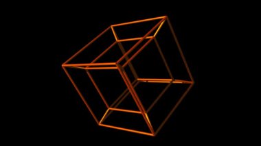 altın küp ana hatları 3d döndürerek siyah arkaplan oluşturur