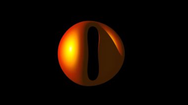 Dual Bulged Torus rotate horizontally gold texture 3d rendering