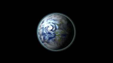 Earthlike Planet rotetes 3d rendering